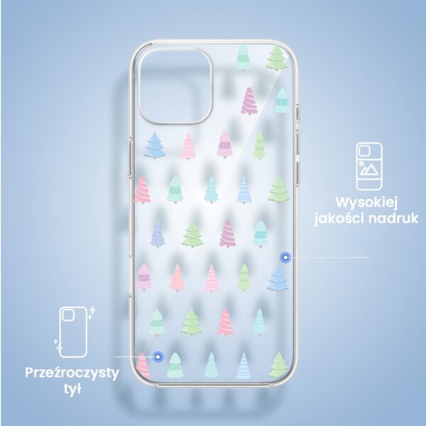 Etui do iPhone 15, pastelowe choinki, święta (3)