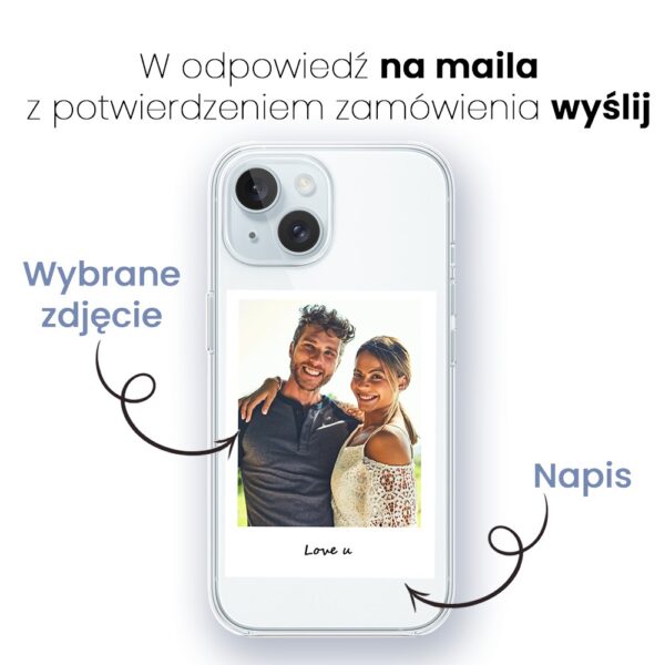 Etui do iPhone 15 z MagSafe, Polaroid z własnym zdjęciem, upominek na prezent, przeźroczyste (2)