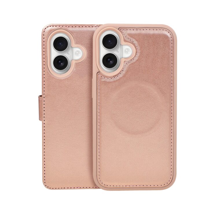 Etui do iPhone 16 3w1 Magsafe Double Book, zestaw etui oraz kabura z podstawką, różowe złoto (4)