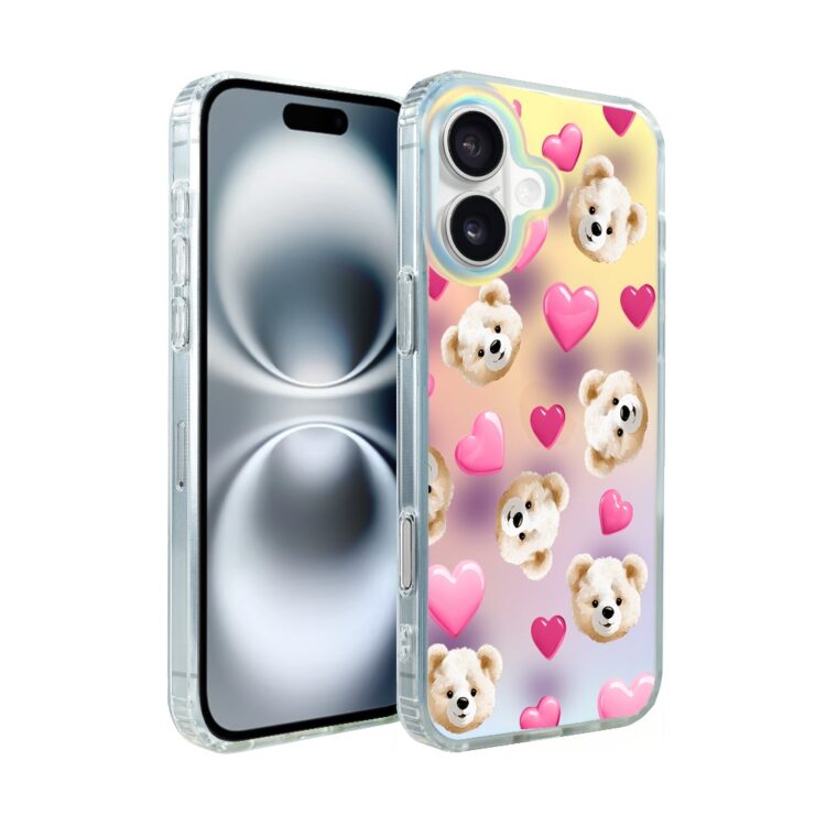 Etui do iPhone 16 Bear With Me, Love Mood, miś i serduszka, zmieniające kolor (1)