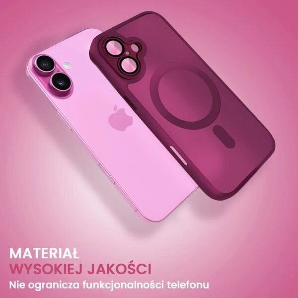 Etui do iPhone 16 Color Flush z Magsafe, z osłoną aparatu, wiśniowe (7)