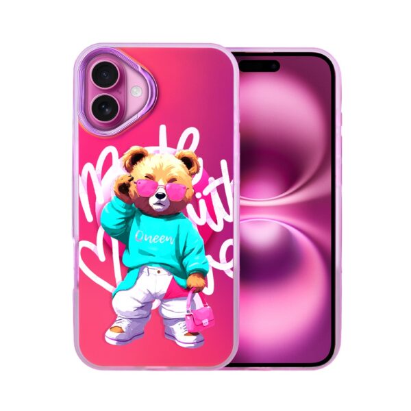 Etui do iPhone 16 MagSafe Bear With Me, Pink Queen, stylowy miś, głęboki mieniący się kolor, gorący różowy (3)