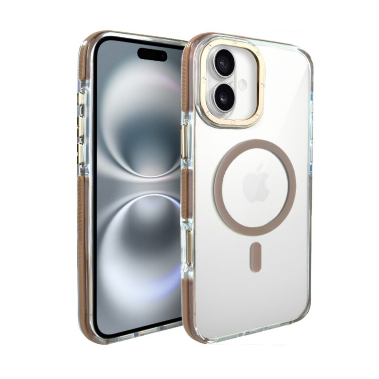 Etui do iPhone 16 Plus Gold Crown, cienkie z MagSafe, krystaliczny tył, złote akcenty, tytan pustynny (4)