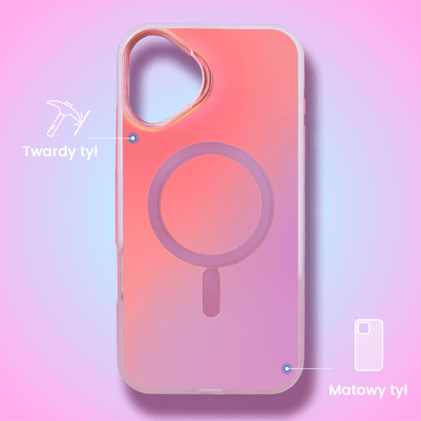 Etui na telefon z uchwytem, różowe tło.