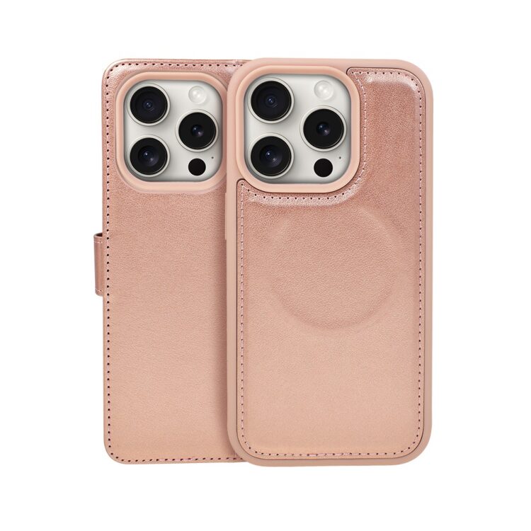 Etui do iPhone 16 Pro 3w1 Magsafe Double Book, zestaw etui oraz kabura z podstawką, różowe złoto (4)