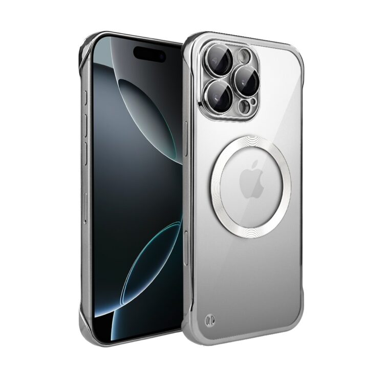 Etui do iPhone 16 Pro MagSafe Luxury Protect Lite przeźroczyste, hybrydowa ochrona kamery, srebrne (4)