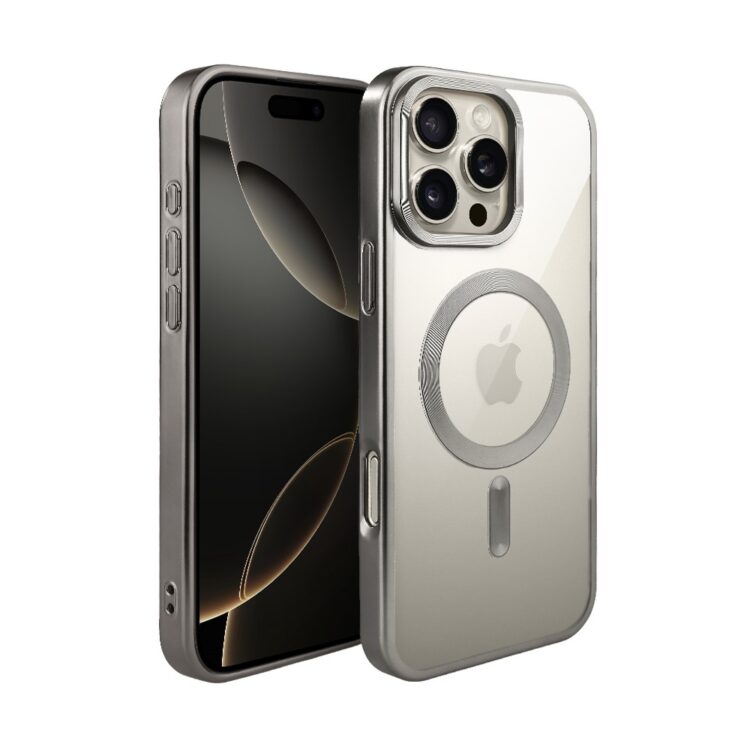 Etui do iPhone 16 Pro MagSafe Luxury Titanium Finish, przeźroczyste, srebrne (2)