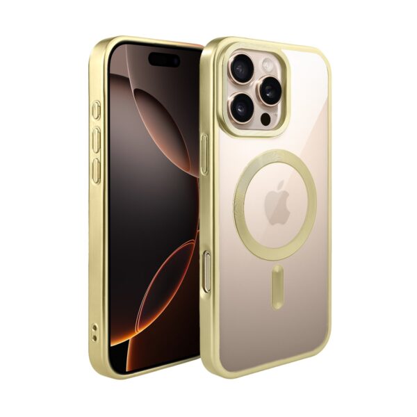 Etui do iPhone 16 Pro MagSafe Luxury Titanium Finish, przeźroczyste, złote (2)
