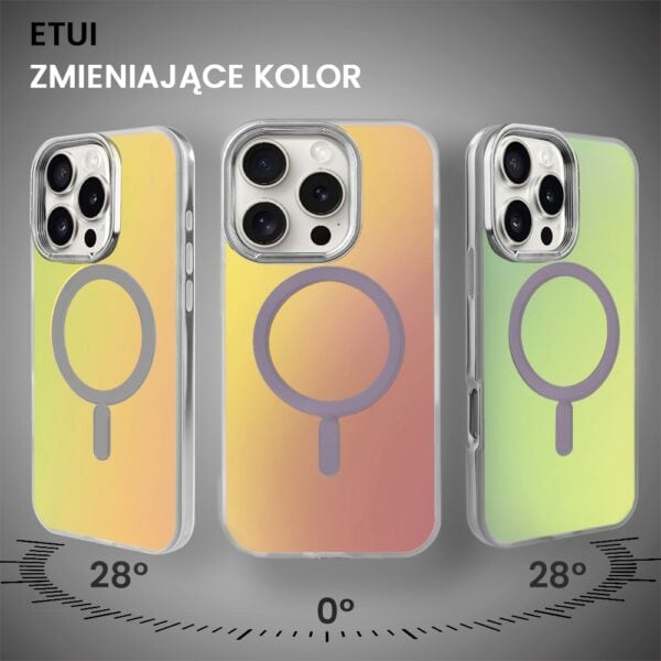 Etui do iPhone 16 Pro MagSafe Miami Vibe, opalizujący kolor i srebrne elementy (1)