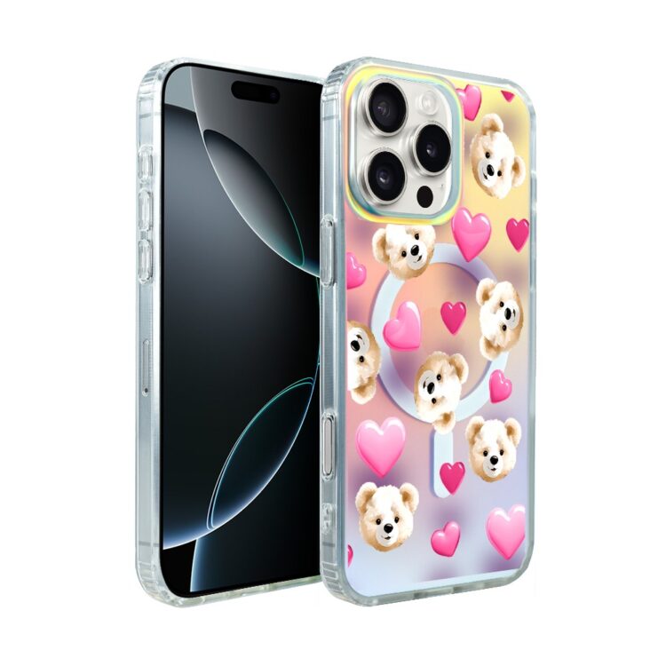 Etui do iPhone 16 Pro Max MagSafe Bear With Me, Love Mood, miś i serduszka, zmieniające kolor (1)