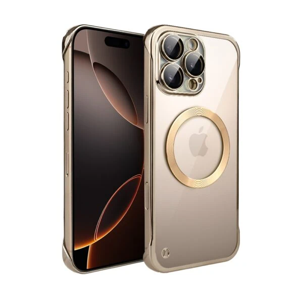 Etui do iPhone 16 Pro Max MagSafe Luxury Protect Lite przeźroczyste, hybrydowa ochrona kamery, tytan pustynny (4)