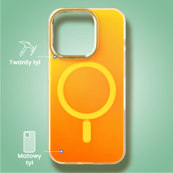 Pomarańczowe etui na telefon z uchwytem i pierścieniem.