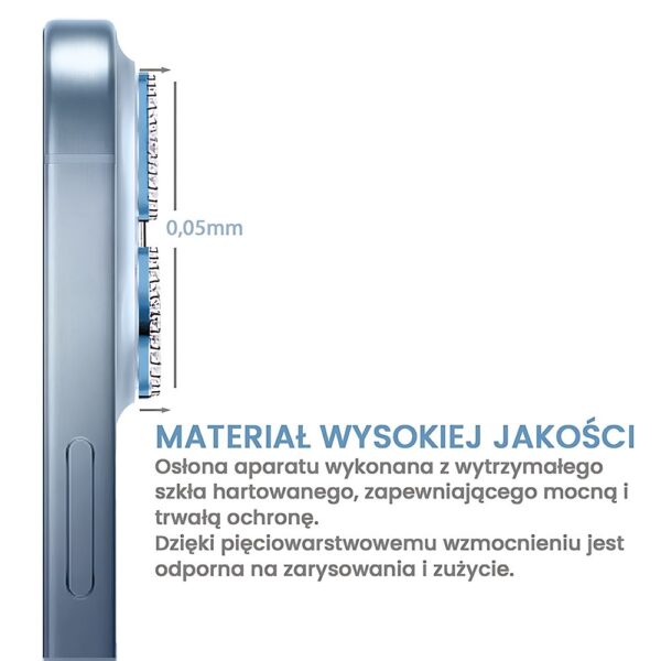 Luksusowa diamentowa osłona obiektywów, szkło na aparat iPhone 13 Pro Max, niebieskie (3)
