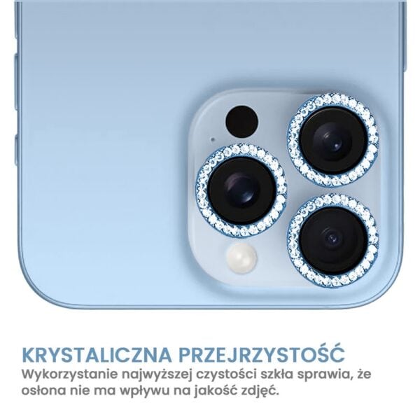Luksusowa diamentowa osłona obiektywów, szkło na aparat iPhone 13 Pro Max, niebieskie (4)