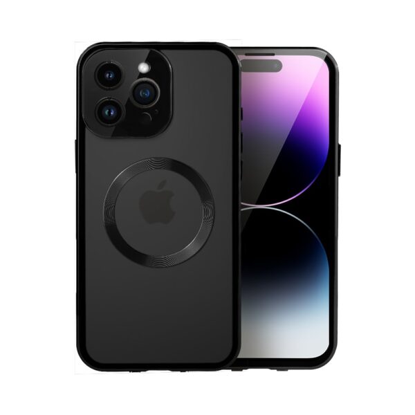 Obudowa do iPhone 14 Pro podwójna szyba i aluminium 360° przód + tył magnetyczna, matowy tył, z MagSafe i osłoną aparatu, czarne (3)