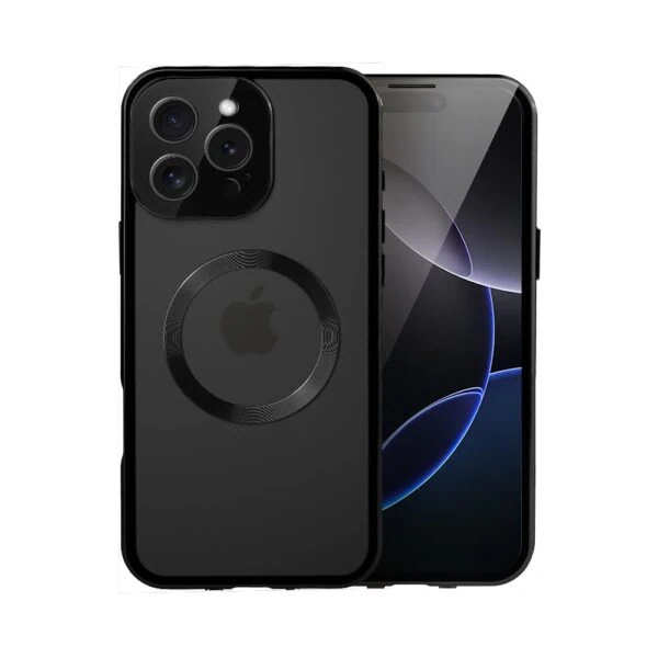 Obudowa do iPhone 16 Pro podwójna szyba i aluminium 360° przód + tył magnetyczna, matowy tył, z MagSafe i osłoną aparatu, czarne (3)