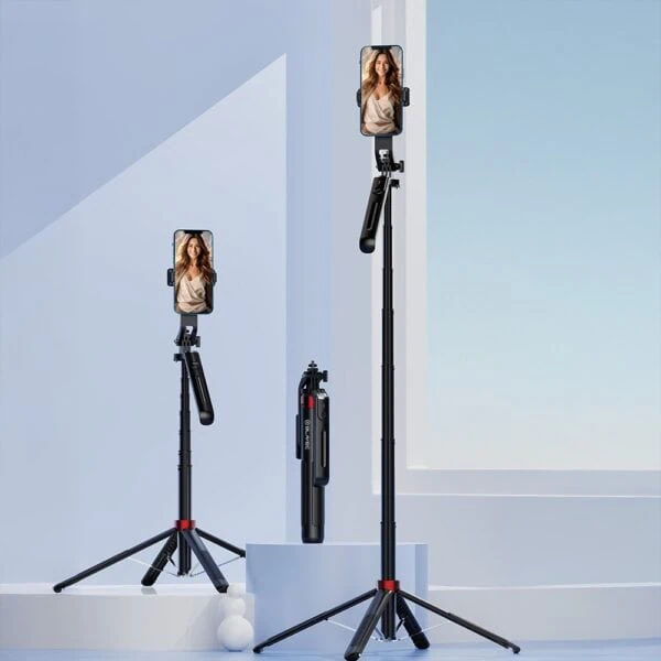 Statyw + uchwyt do selfie, 180 cm, czarny (2)