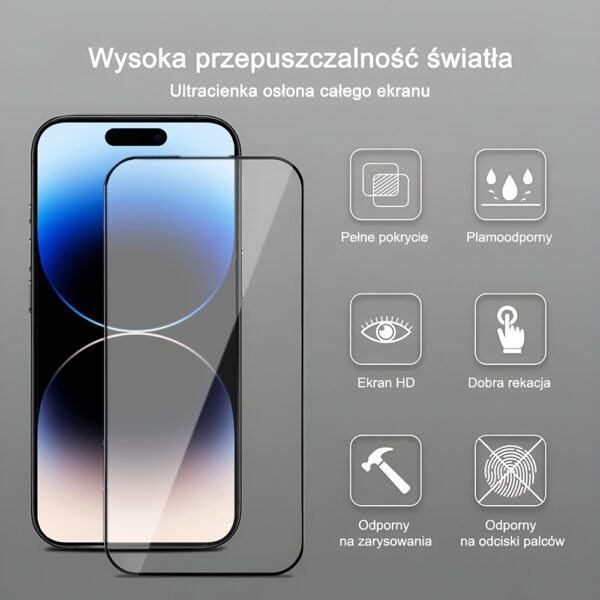 Szkło hartowane na ekran 9H do iPhone 14 Pro z aplikatorem (5)
