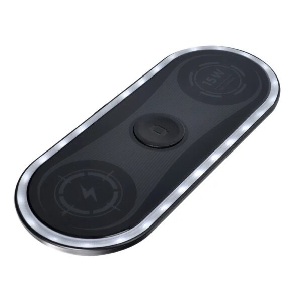 Aadowarka bezprzewodowa, indukcyjna 3w1, iPhone, Apple Watch, Air Pods, 15W, czarna (2)