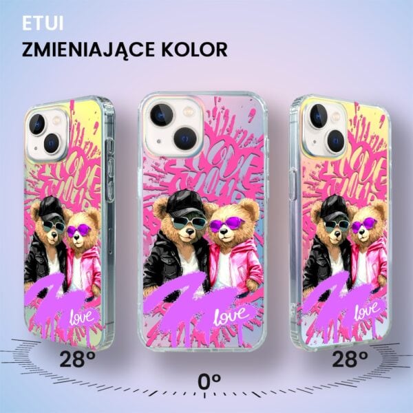 Etui do iPhone 13 Bear With Me, Couple in Love, zakochana para, zmieniające kolor (5)