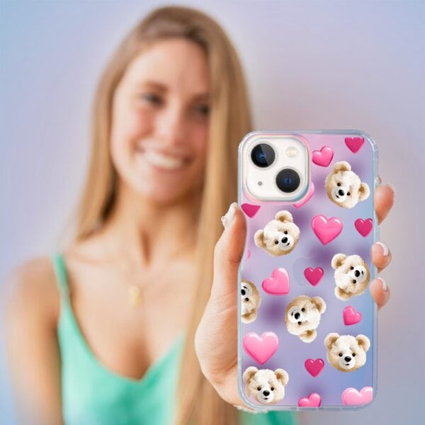 Etui do iPhone 13 Bear With Me, Love Mood, miś i serduszka, zmieniające kolor (1)