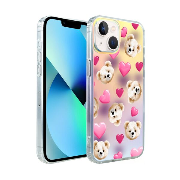 Etui do iPhone 13 Bear With Me, Love Mood, miś i serduszka, zmieniające kolor (3)
