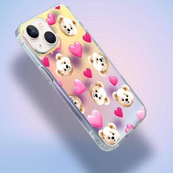 Etui do iPhone 13 Bear With Me, Love Mood, miś i serduszka, zmieniające kolor (7)