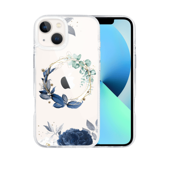 Etui do iPhone 13, Flower MagSafe, niebieskie kwiaty, przeźroczyste (1)