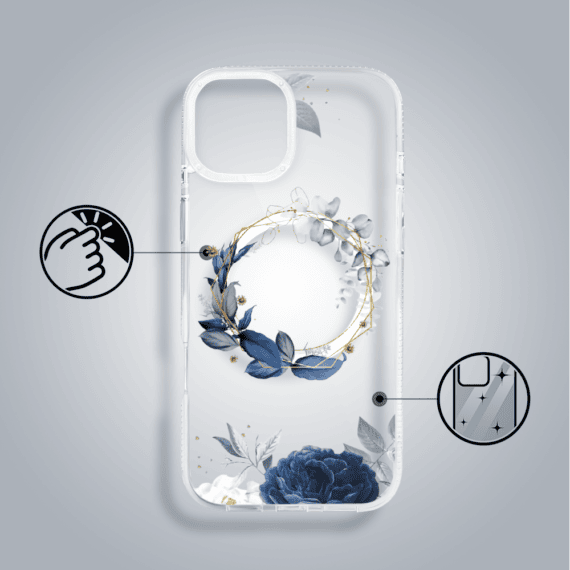 Etui do iPhone 13, Flower MagSafe, niebieskie kwiaty, przeźroczyste (2)