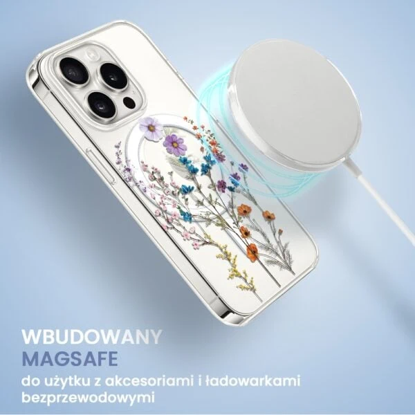Etui do iPhone 13 Pro z MagSafe, kwiaty różnokolorowe, przeźroczyste (5)