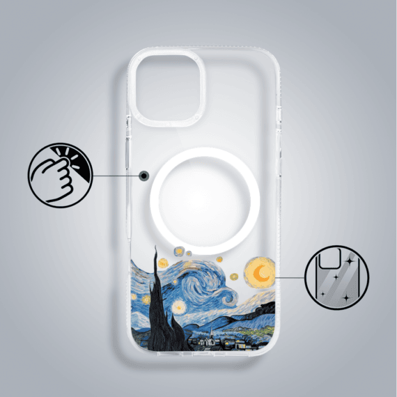 Etui do iPhone 13 z MagSafe, obraz Van Gogh, przeźroczyste (1)