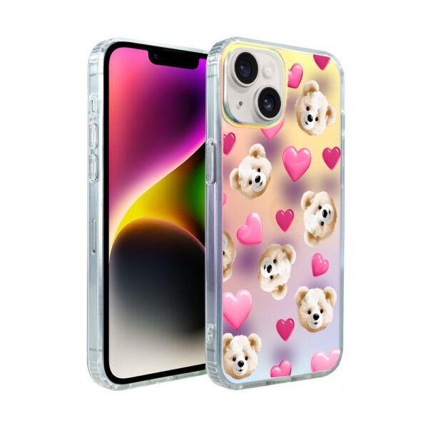 Etui do iPhone 14 Bear With Me, Love Mood, miś i serduszka, zmieniające kolor (3)