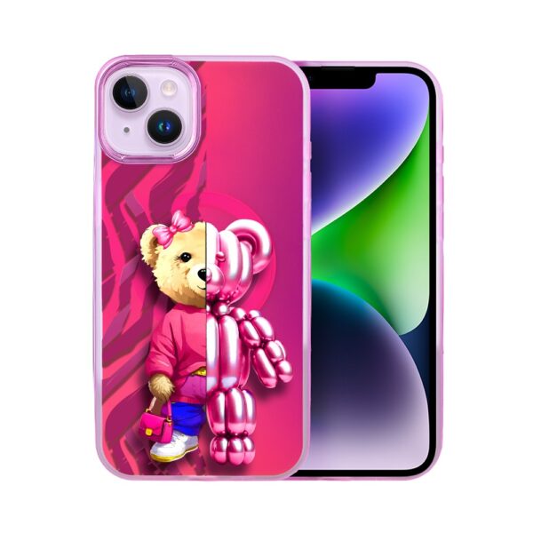 Etui do iPhone 14 MagSafe Bear With Me, Duo Party Girl, miś z balonów, głęboki mieniący się kolor, gorący różowy (2)