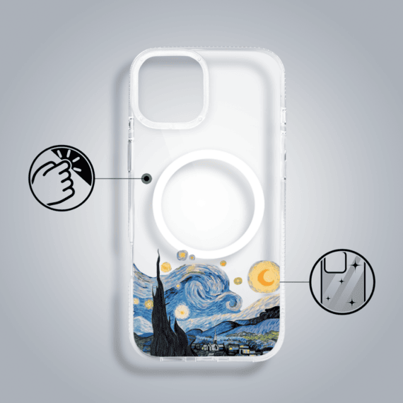 Etui do iPhone 14 z MagSafe, obraz Van Gogh, przeźroczyste (3)