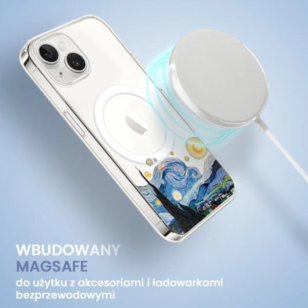Etui do iPhone 14 z MagSafe, obraz Van Gogh, przeźroczyste (5)