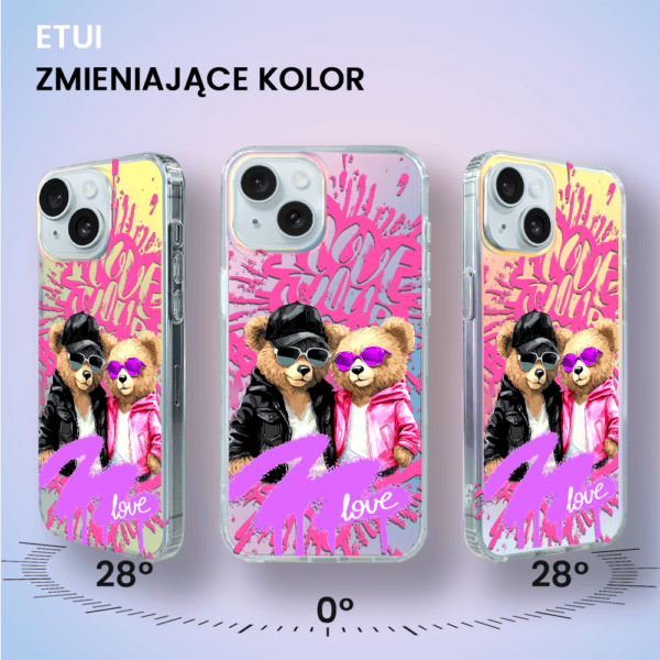 Etui do iPhone 15 Bear With Me, Couple in Love, zakochana para, zmieniające kolor (4)