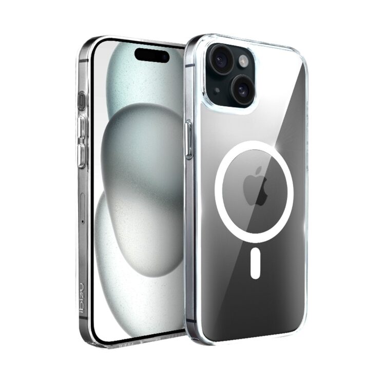Etui do iPhone 15, Ibizu Crystal Clear Glass z MagSafe, szklany tył 9H, przeźroczyste (3)