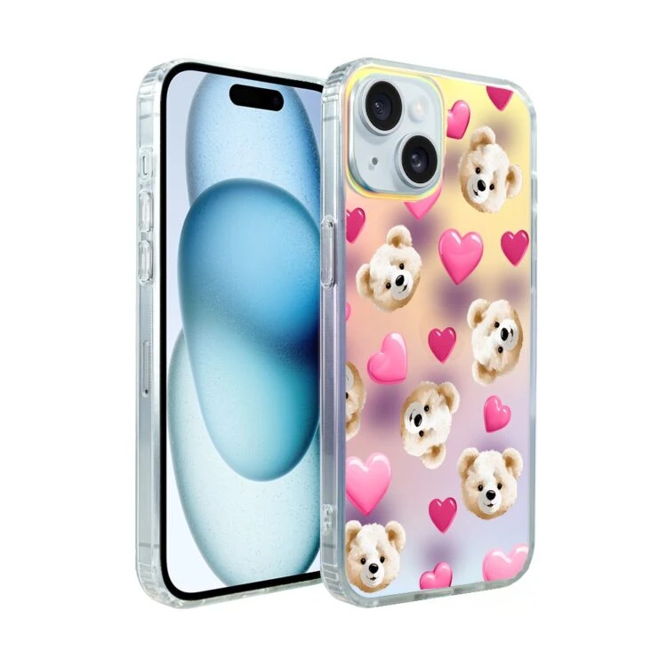 Etui do iPhone 15 Plus Bear With Me, Love Mood, miś i serduszka, zmieniające kolor (3)