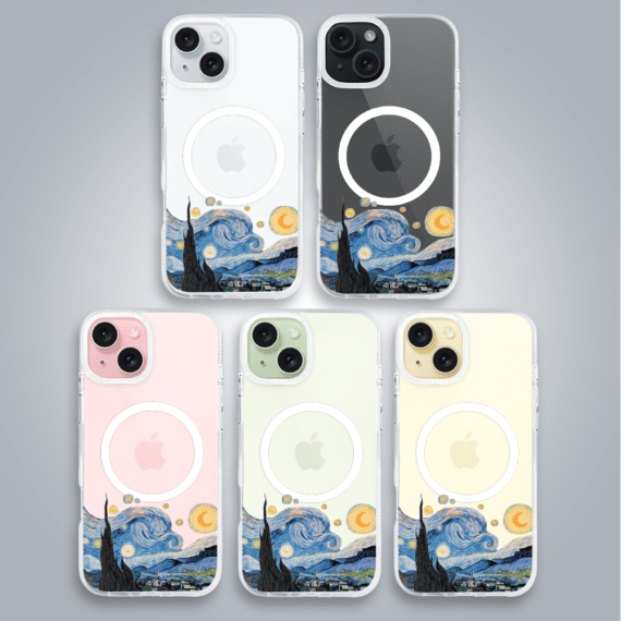 Etui do iPhone 15 z MagSafe, obraz Van Gogh, przeźroczyste (3)