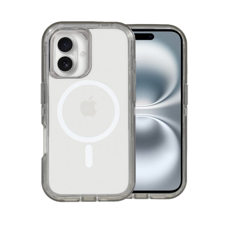 Etui do iPhone 16 Crystal Armor Magsafe, Anti-Drop pancerne 3w1, szary szafir (3)