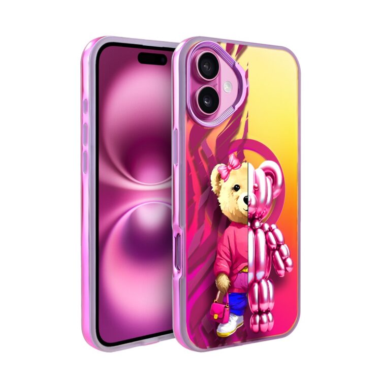 Etui do iPhone 16 MagSafe Bear With Me, Duo Party Girl, miś z balonów, głęboki mieniący się kolor, gorący różowy (1)