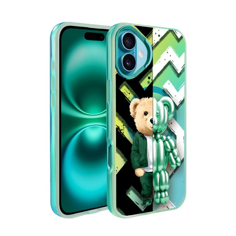Etui do iPhone 16 MagSafe Bear With Me, DuoBear Party, miś z balonów, głęboki mieniący się kolor, jasny niebieski (1)
