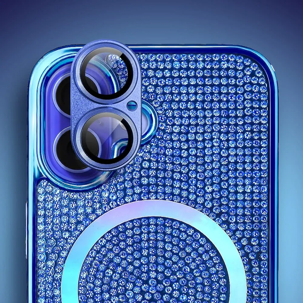 Etui do iPhone 16 Magsafe Tresury Case, diamentowe, z błyszczącą ramką, niebieskie (8)