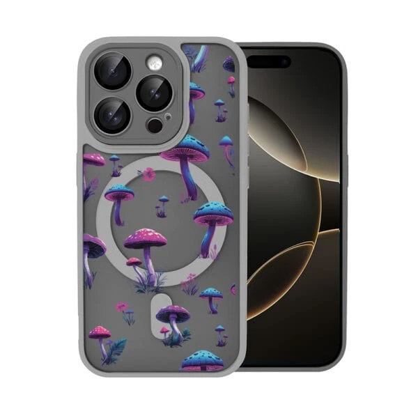 Etui do iPhone 16 Pro Max Color Flush z Magsafe, z osłoną aparatu, z nadrukiem magiczne grzybki, tytanowe (3)