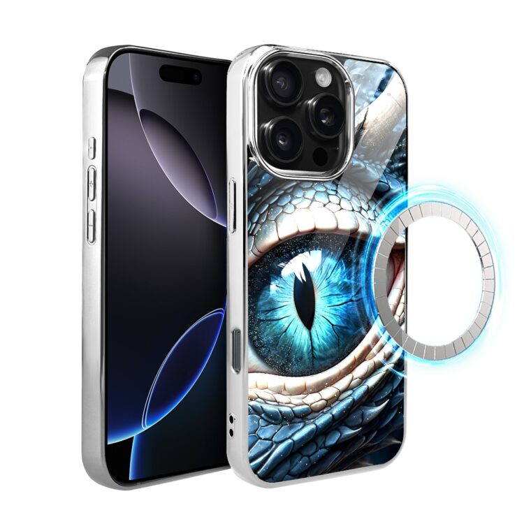 Etui do iPhone 16 Pro Max, Elite Glass z MagSafe, szklany tył, oko lodowego smoka, srebrne (8)