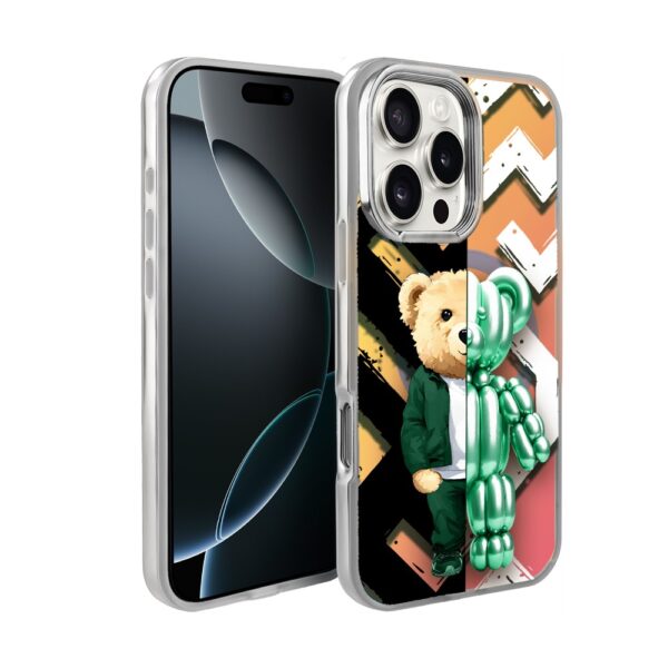 Etui do iPhone 16 Pro Max MagSafe Bear With Me, DuoBear Party, miś imprezowy, opalizujący kolor i srebrne elementy (1)