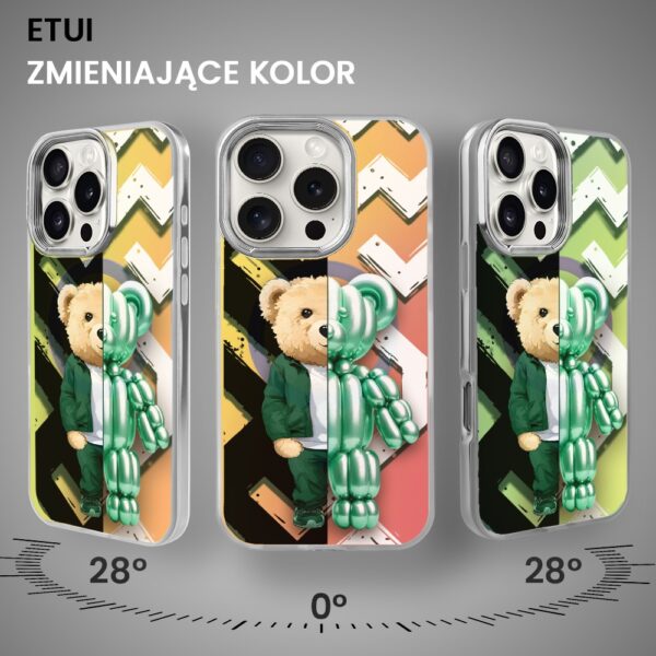 Etui do iPhone 16 Pro Max MagSafe Bear With Me, DuoBear Party, miś imprezowy, opalizujący kolor i srebrne elementy (2)