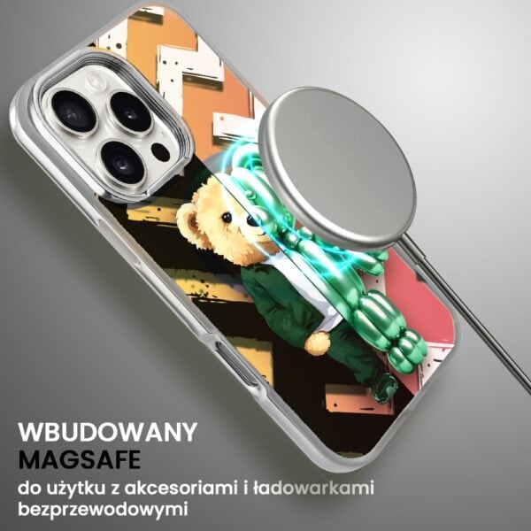 Etui do iPhone 16 Pro Max MagSafe Bear With Me, DuoBear Party, miś imprezowy, opalizujący kolor i srebrne elementy (6)