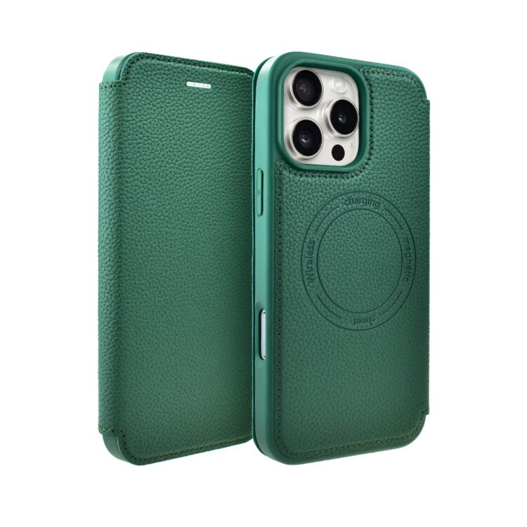 Etui do iPhone 16 Pro Max Solid MagSafe Book, typu książka, zielone (2)