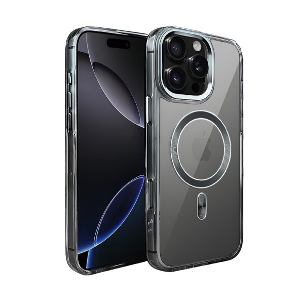 Etui do iPhone 16 Pro Max Super Hybrid z MagSafe, twardy tył, metalowe ozdoby, czarne (2)